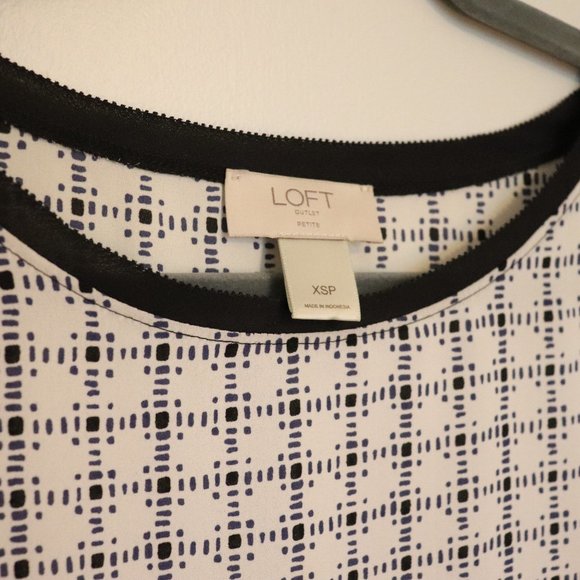 LOFT | Periwinkle + White + Black Blouse Top | 001 - Picture 3 of 4